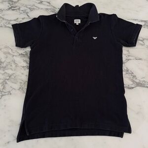 Armani Junior Black Cotton Boys Polo shirt, Sz Large (16)‎